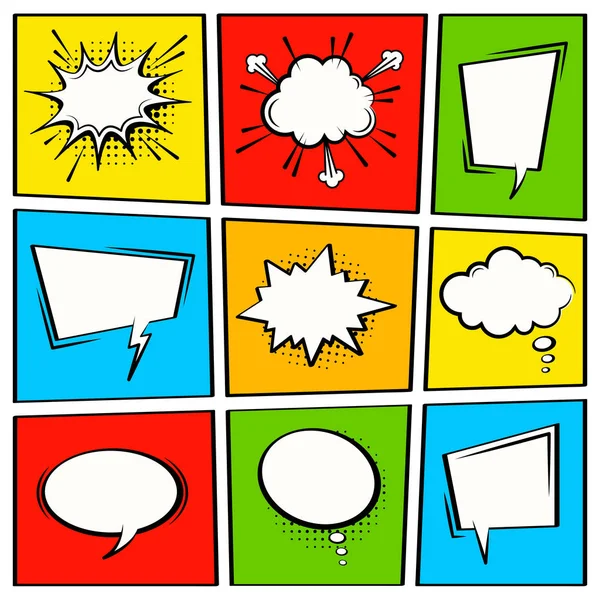 Comic Vector Spraakdoos Set Spraakbellenset Cartoon Pop Art Expressie Speech Stockvector