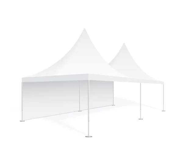 大型移动集市的贸易展览 婚礼和活动 促销活动的户外弹出白色帐篷 现实的3D模型 模板为您的设计 孤立的背景 产品广告载体 矢量图形