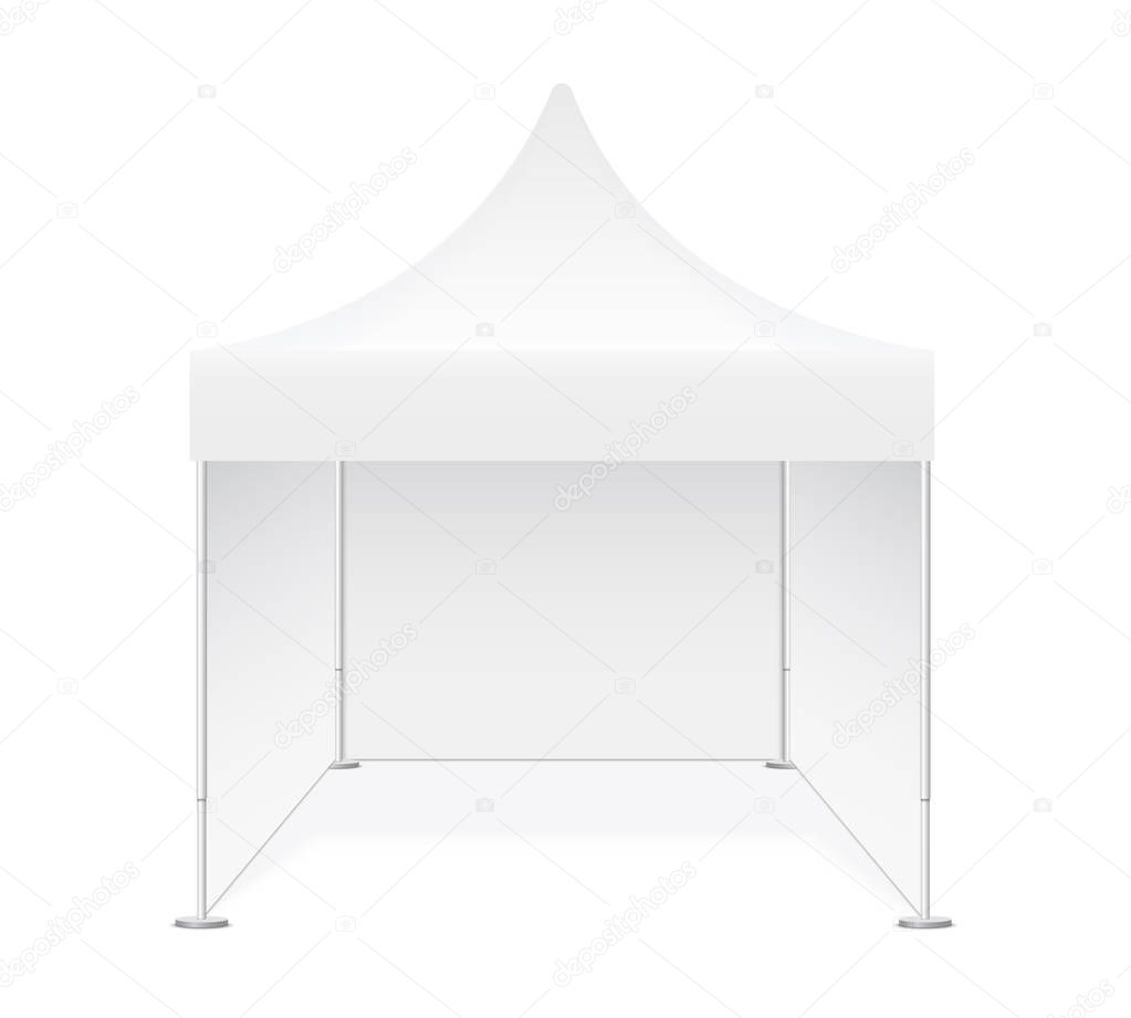 Event trade white pop-up vector tent mobile marquee.