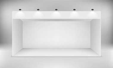 Sergi beyaz boş vektör booth.