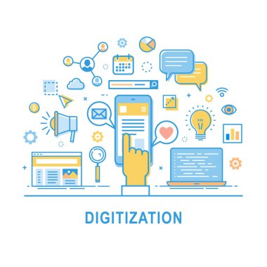 Sayısallaştırma. Vektör konsepti çizimi.