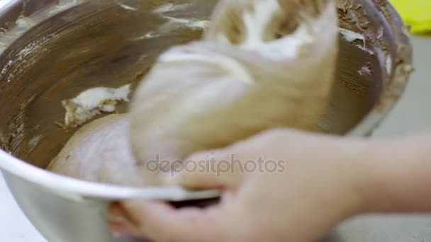 Women prepare the dough for macarons — Stock Video