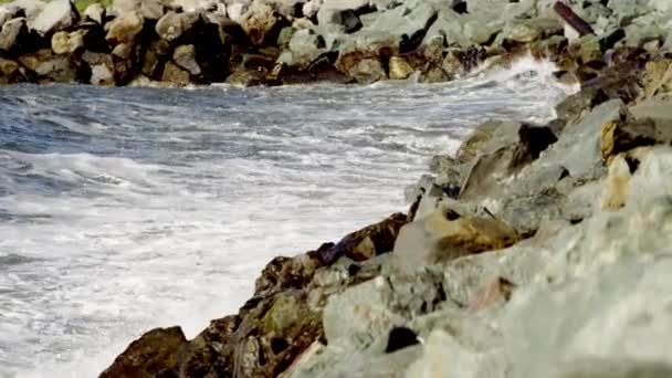 Okyanus dalgaları kıyıya dayak — Stok video