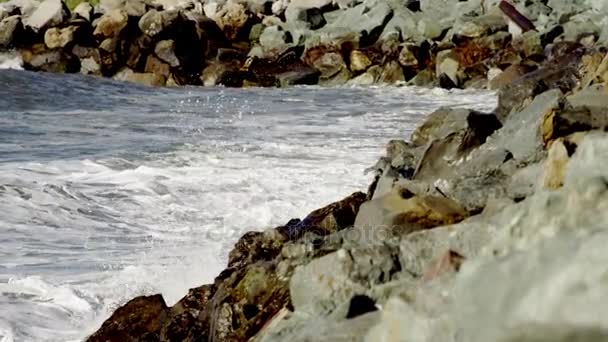 As ondas do oceano estão batendo contra os penhascos rochosos — Vídeo de Stock