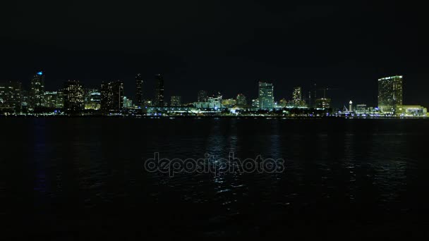 Вид на Сан-Диего в полночь по времени — стоковое видео
