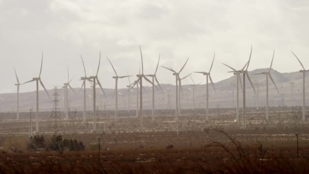 De video van windmolens in de valley gebied — Stockvideo