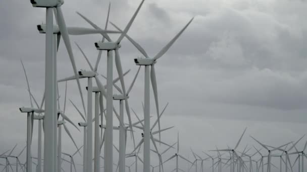 De videoshots van de kant van windmolens — Stockvideo