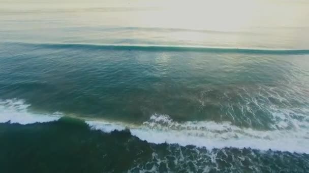 Jovem surfista ativo em ondas do oceano Pacífico — Vídeo de Stock