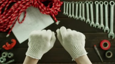 Üstten Görünüm vurdu. Hileler ile küçük bir İngiliz anahtarı