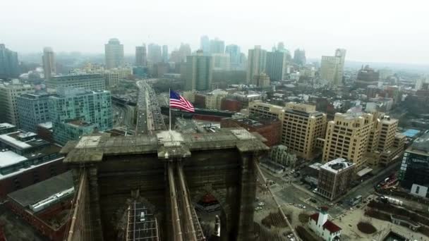 Снимок с воздуха финансового района Манхэттена — стоковое видео