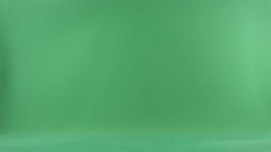 Genç bir Noel kadın kar yağışı altında sol tarafta yeşil ekranda gidiyor