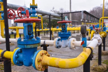 Derzhiv, Ukrayna, 8 Mart 2018. Benzin istasyonu çalışanı gaz vanasını kontrol ediyor.