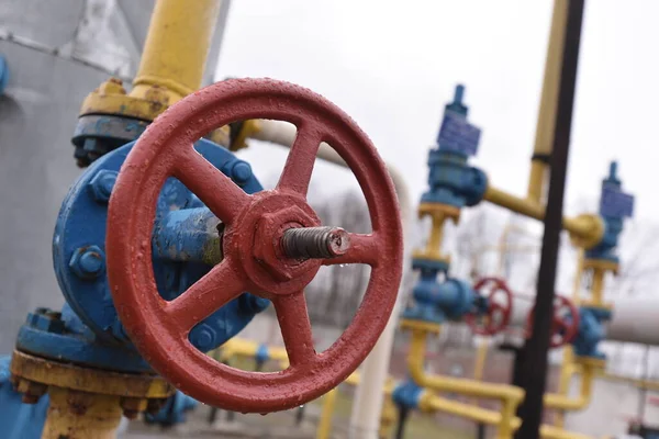 Derzhiv, Ukrayna, 8 Mart 2018. Benzin istasyonu çalışanı gaz vanasını kontrol ediyor.