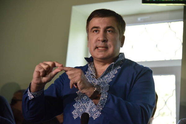 Mostyska, Ukraine, 18 September 2017. Former Georgian president and ex-Odessa Governor Mikheil Saakashvili  speaks during a trial session in a Mostyskiy district court.