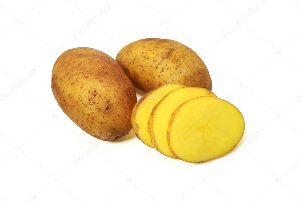 fresh potato on white background close up