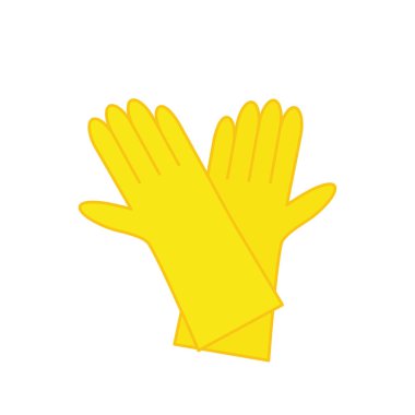 Yellow cleaning gloves flat icon.