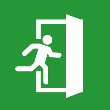 Beyaz yeşil acil çıkış işareti