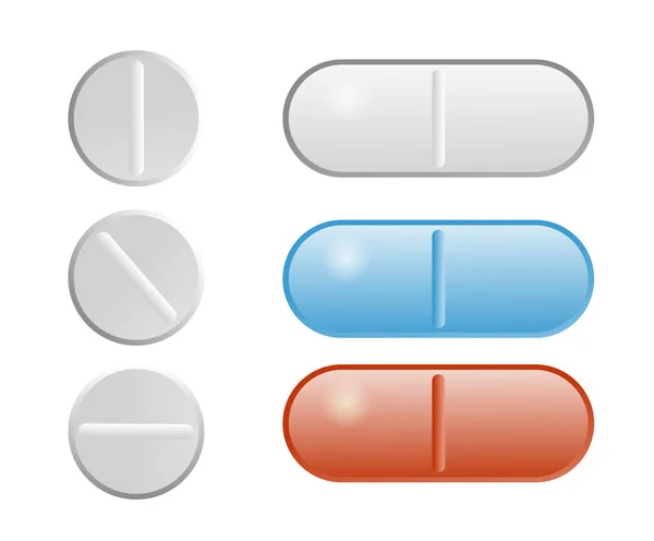 Set of four different pills — Stok Vektör