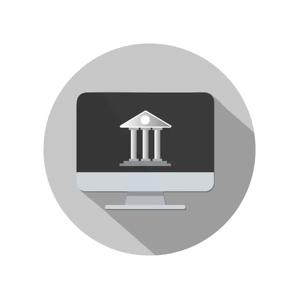 Bank płaska ikona na komputerze stacjonarnym — Wektor stockowy