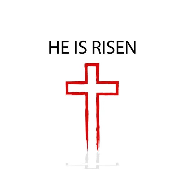 He is Risen Christian Easter Bible Scripture Typography Design Card — Stock Vector