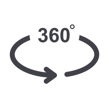 Uygulamalar ve Web siteleri için Sanal Gerçeklik Çizgisi Sanat Vektörü Simgesi 360 Derece veya Görünüm 360 Derece.