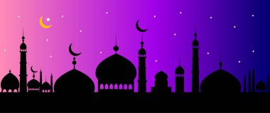 Ramazan kareem arkaplanı, Arap fenerleri ve beyaz camii. Eps 10 şeffaflık içerir.