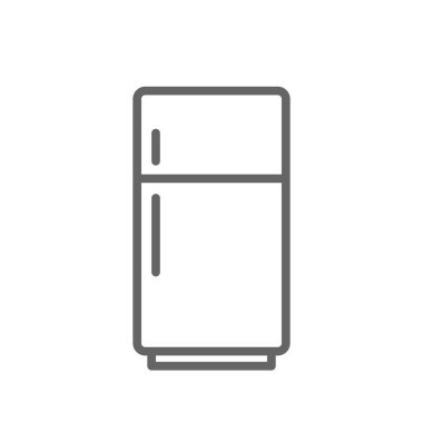 Düz arkaplanda beyaz arkaplan üzerine ikon buzdolabı elektroniği