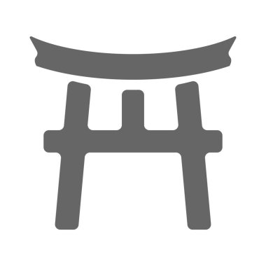 Itsukushima Tapınağı 'nın Torii Kapısı, Miyajima, Hiroşima, Japonya, vektör çizgisi ikonu. Uluslararası dönüm noktası ve turizm sembolü.