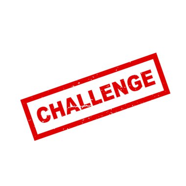 Kare grunge kırmızı meydan okuma damgası beyaz üzerinde izole