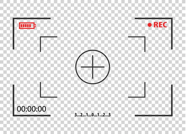 Kamera çerçeve vizör vektör video kaydedici dijital ekranda fotoğraf kamera çerçeveleri şeffaf arka plan ile