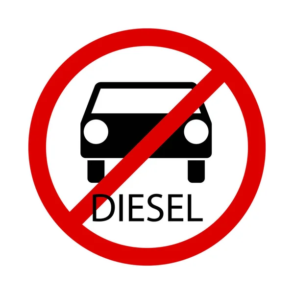 Prohibición Del Diesel Señal Tráfico Prohíbe Uso Vehículos Automóviles Con — Vector de stock