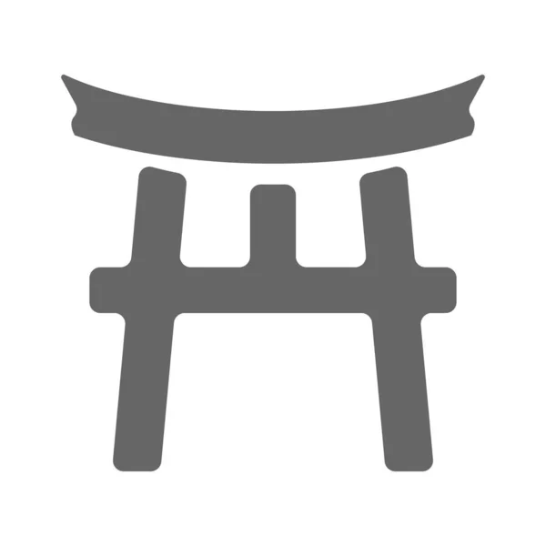 Puerta Torii Del Santuario Itsukushima Miyajima Hiroshima Japón Icono Línea — Vector de stock