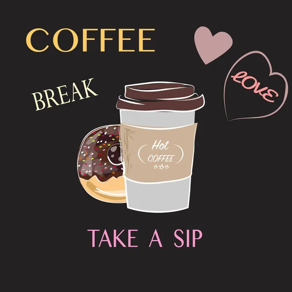 Blackboard Donut Cup Coffee Text Coffee Strawberry Donut Chalk Royalty Free Stock Vectors