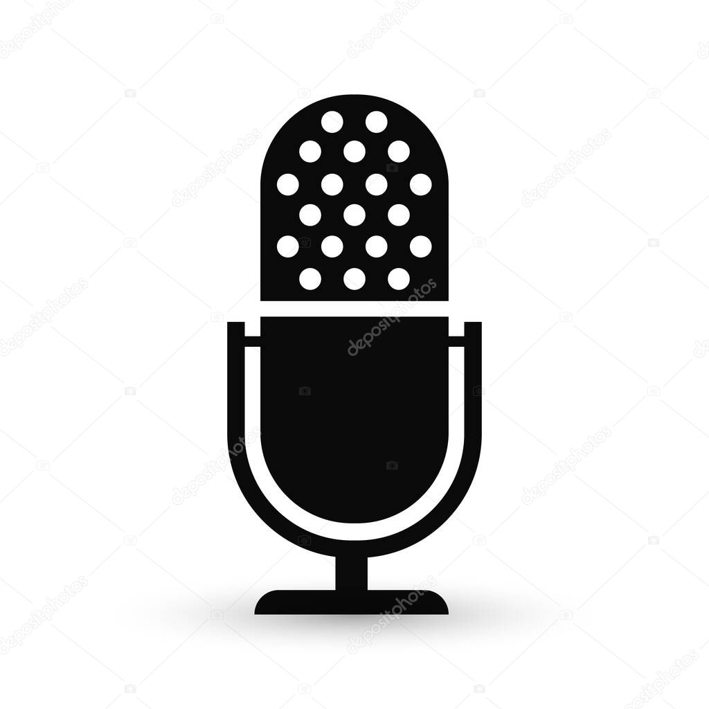 Retro microphone vector icon isolated on white background