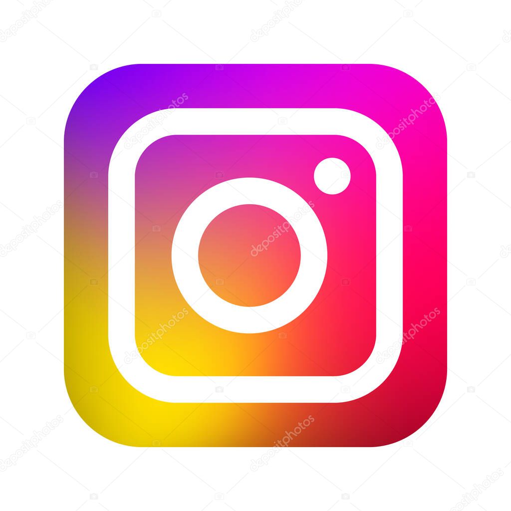 Kiev, Ukraine - January 07, 2019: Popular social media: Instagram icon and Instagram IGTV icon printed on white paper