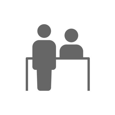 Müşteri hizmetleri masası simgesi düz stil. Vektör illüstrasyonu