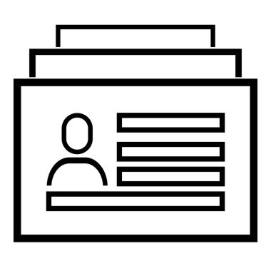 Kimlik kartı simgesi. Baş Avcılığı İlgili Vektör Hattı Simgeleri