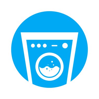 Beyaz arkaplanda çamaşır sembolü çizimi. Ev işleri ikonları. Satır Biçimi hisse vektörü