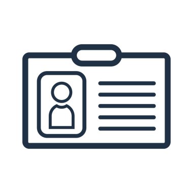 Kimlik kartı simgesi. Beyaz üzerine izole edilmiş kimlik vektör illüstrasyonu. Kimlik kartı tasarımı, web ve uygulama için tasarlandı