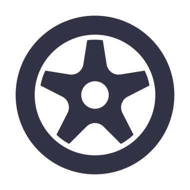 Araba lastiği sembolü. Beyaz üzerinde otomobil sembolü