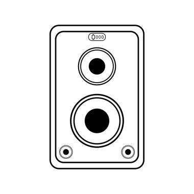 Beyaz üzerine izole edilmiş satır biçimi içinde hoparlör vektörü simgesi