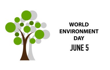 Dünya Çevre Günü kartı ya da ağaç ve yapraklı arka plan. Vektör illüstrasyonu