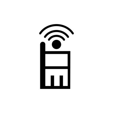 Mobil Kablosuz şarj hattı simgesi. Radyo veya WiFi dalgaları ile akıllı telefon. Vektör Illustration beyaz arka planda yalıtılmış