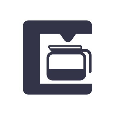 Kahve makinesi ikonunun üzerine dök. vektör illüstrasyonu