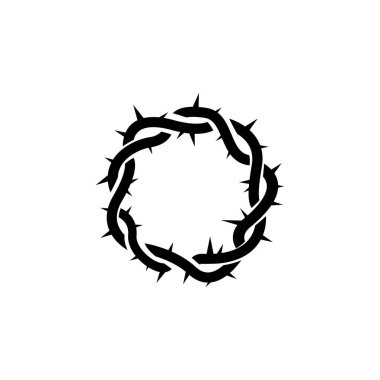 Dikenli taç, Paskalya, Hıristiyanlığın dini sembolü el çizimi vektör illüstrasyon logosu.
