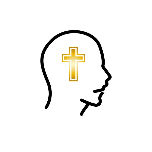 Cross Head Icon White Religion Concept — Stock Vector