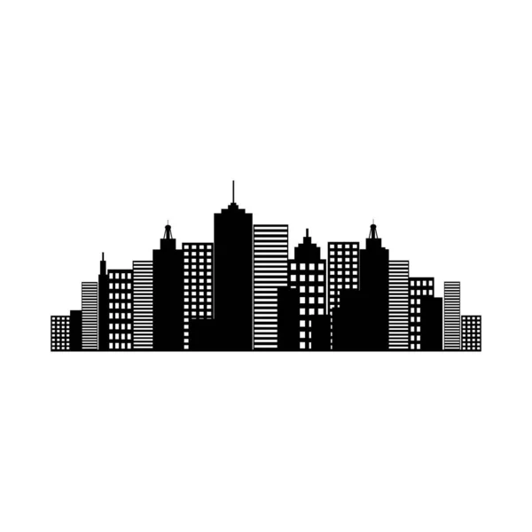 Icône Ville Noir Blanc Sur Fond Blanc — Image vectorielle