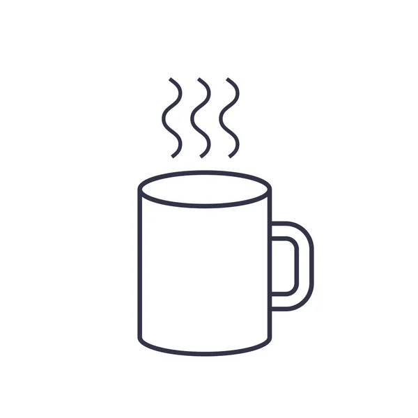 Кофе Кружку Векторной Линии Значок Изолирован Белом Фоне Кофе Кружка — стоковый вектор