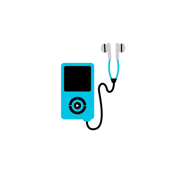 Mp3 Music Player Flat Icon Long Shadow Vector Illustration — 스톡 벡터