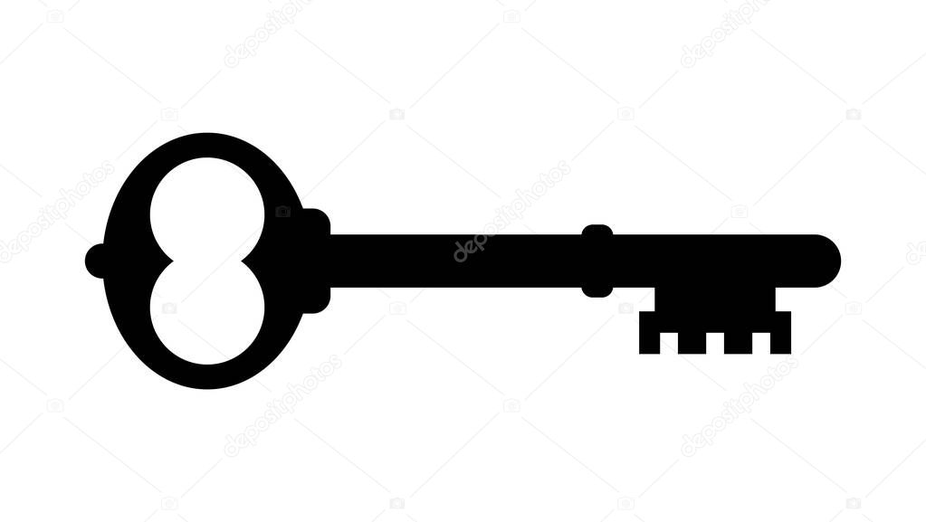 Old door key vector icon illustration isolated on white background